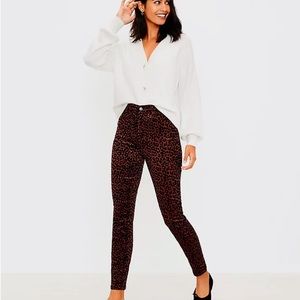 LOFT Leopard Print Hi Waist Skinny Corduroy Pants in Size 6P / 28